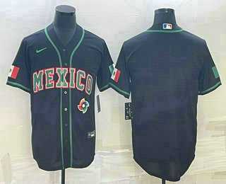 Mens Mexico Baseball Blank 2023 Black World Baseball Classic Stitched Jersey